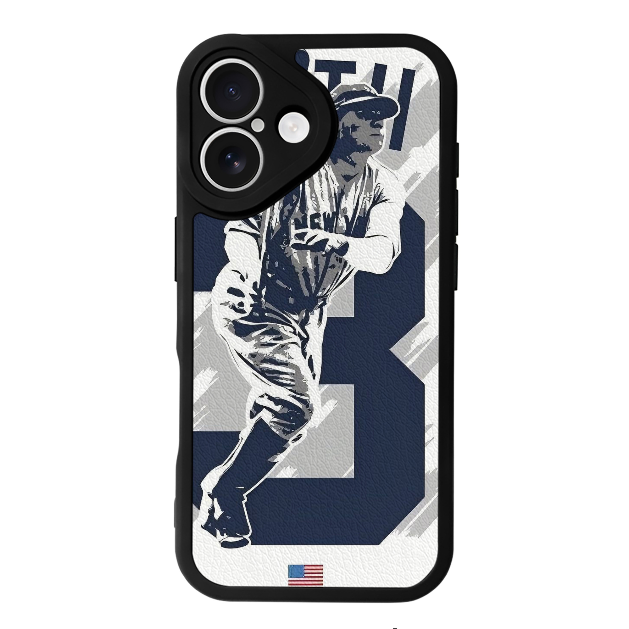 Babe Ruth 27 IPhone 16 Silicone Leather Case – UV Print, Lambskin Texture – Perfect Fit, Wireless Charging Compatible, Scratch Resistant, Precise Cutouts – Stylish Protection For IPhone 16